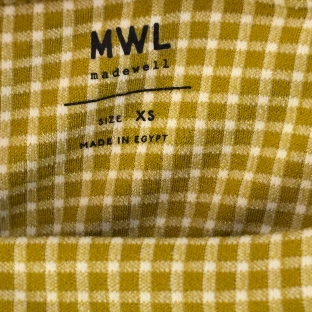 Madewell Green Gingham Crop Top with built in shelf bra - Picture 4 of 4
